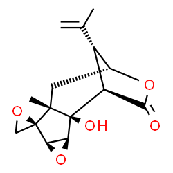 ChemSpider 2D Image | (1R,2R,3S,5R,6R,7R,9R,12R)-2-Hydroxy-12-isopropenyl-7-methyl-11H-spiro[4,10-dioxatetracyclo[7.2.1.0~2,7~.0~3,5~]dodecane-6,2'-oxiran]-11-one | C15H18O5