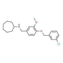 ChemSpider 2D Image | N-{4-[(3-Chlorobenzyl)oxy]-3-methoxybenzyl}cycloheptanamine | C22H28ClNO2