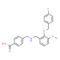 ChemSpider 2D Image | 4-[({2-[(4-Fluorobenzyl)oxy]-3-methoxybenzyl}amino)methyl]benzoic acid | C23H22FNO4