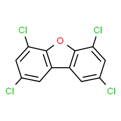 ChemSpider 2D Image | 2,4,6,8-tetrachlorodibenzofuran | C12H4Cl4O