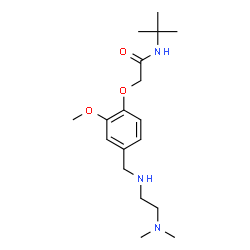 ChemSpider 2D Image | 2-[4-({[2-(Dimethylamino)ethyl]amino}methyl)-2-methoxyphenoxy]-N-(2-methyl-2-propanyl)acetamide | C18H31N3O3
