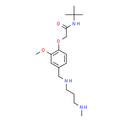 ChemSpider 2D Image | 2-[2-Methoxy-4-({[3-(methylamino)propyl]amino}methyl)phenoxy]-N-(2-methyl-2-propanyl)acetamide | C18H31N3O3