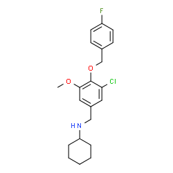 ChemSpider 2D Image | N-{3-Chloro-4-[(4-fluorobenzyl)oxy]-5-methoxybenzyl}cyclohexanamine | C21H25ClFNO2