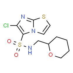 ChemSpider 2D Image | 6-Chloro-N-(tetrahydro-2H-pyran-2-ylmethyl)imidazo[2,1-b][1,3]thiazole-5-sulfonamide | C11H14ClN3O3S2