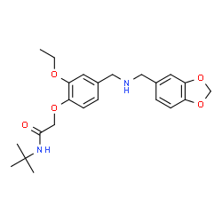 ChemSpider 2D Image | 2-(4-{[(1,3-Benzodioxol-5-ylmethyl)amino]methyl}-2-ethoxyphenoxy)-N-(2-methyl-2-propanyl)acetamide | C23H30N2O5