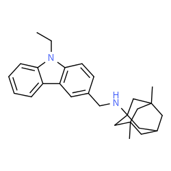ChemSpider 2D Image | N-[(9-Ethyl-9H-carbazol-3-yl)methyl]-3,5-dimethyl-1-adamantanamine | C27H34N2