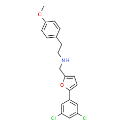 ChemSpider 2D Image | N-{[5-(3,5-Dichlorophenyl)-2-furyl]methyl}-2-(4-methoxyphenyl)ethanamine | C20H19Cl2NO2