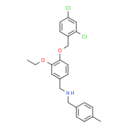 ChemSpider 2D Image | 1-{4-[(2,4-Dichlorobenzyl)oxy]-3-ethoxyphenyl}-N-(4-methylbenzyl)methanamine | C24H25Cl2NO2