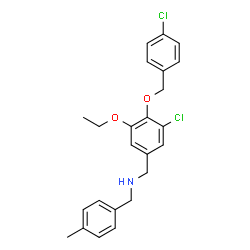 ChemSpider 2D Image | 1-{3-Chloro-4-[(4-chlorobenzyl)oxy]-5-ethoxyphenyl}-N-(4-methylbenzyl)methanamine | C24H25Cl2NO2