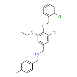 ChemSpider 2D Image | 1-{3-Chloro-4-[(2-chlorobenzyl)oxy]-5-ethoxyphenyl}-N-(4-methylbenzyl)methanamine | C24H25Cl2NO2