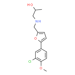 ChemSpider 2D Image | 1-({[5-(3-Chloro-4-methoxyphenyl)-2-furyl]methyl}amino)-2-propanol | C15H18ClNO3