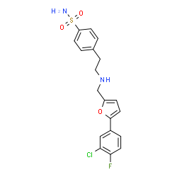 ChemSpider 2D Image | 4-[2-({[5-(3-Chloro-4-fluorophenyl)-2-furyl]methyl}amino)ethyl]benzenesulfonamide | C19H18ClFN2O3S