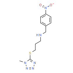ChemSpider 2D Image | 3-[(1-Methyl-1H-tetrazol-5-yl)sulfanyl]-N-(4-nitrobenzyl)-1-propanamine | C12H16N6O2S