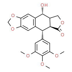 ChemSpider 2D Image | (5R,5aS,9R)-9-Hydroxy-5-(3,4,5-trimethoxyphenyl)-5,8,8a,9-tetrahydrofuro[3',4':6,7]naphtho[2,3-d][1,3]dioxol-6(5aH)-one | C22H22O8