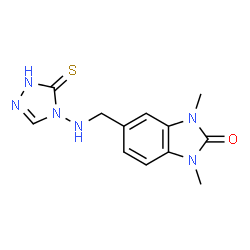 ChemSpider 2D Image | 2H-benzimidazol-2-one, 1,3-dihydro-5-[[(3-mercapto-4H-1,2,4-triazol-4-yl)amino]methyl]-1,3-dimethyl- | C12H14N6OS