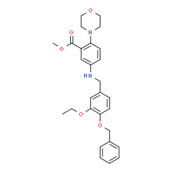 ChemSpider 2D Image | Methyl 5-{[4-(benzyloxy)-3-ethoxybenzyl]amino}-2-(4-morpholinyl)benzoate | C28H32N2O5