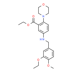 ChemSpider 2D Image | Ethyl 5-[(3-ethoxy-4-methoxybenzyl)amino]-2-(4-morpholinyl)benzoate | C23H30N2O5