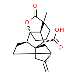 ChemSpider 2D Image | (1R,2R,5R,8R,9S,10R)-11-Methyl-6-methylene-16-oxo-15-oxapentacyclo[9.3.2.1~5,8~.0~1,10~.0~2,8~]heptadecane-9-carboxylic acid | C19H24O4