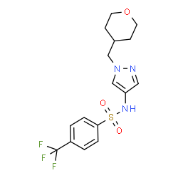 ChemSpider 2D Image | N-[1-(Tetrahydro-2H-pyran-4-ylmethyl)-1H-pyrazol-4-yl]-4-(trifluoromethyl)benzenesulfonamide | C16H18F3N3O3S