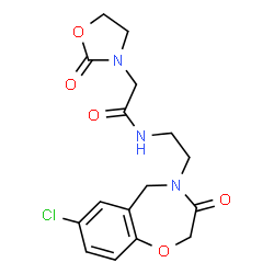 ChemSpider 2D Image | N-[2-(7-Chloro-3-oxo-2,3-dihydro-1,4-benzoxazepin-4(5H)-yl)ethyl]-2-(2-oxo-1,3-oxazolidin-3-yl)acetamide | C16H18ClN3O5