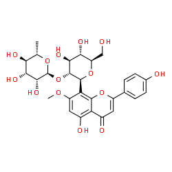 ChemSpider 2D Image | 7-O-methylvitexin 2''-O-alpha-L-rhamnoside | C28H32O14