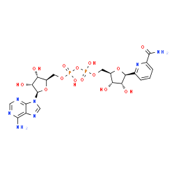 ChemSpider 2D Image | 5-BETA-D-RIBOFURANOSYLPICOLINAMIDE ADENINE-DINUCLEOTIDE | C21H27N7O14P2