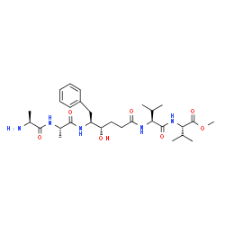 ChemSpider 2D Image | Methyl N-{(4S,5S)-5-[(L-alanyl-L-alanyl)amino]-4-hydroxy-6-phenylhexanoyl}-L-valyl-L-valinate | C29H47N5O7