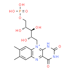 ChemSpider 2D Image | 1-Deoxy-1-(7,8-dimethyl-2,4-dioxo-1,2,3,4-tetrahydrobenzo[g]pteridin-10-ium-10-yl)-5-O-phosphono-D-ribitol | C17H22N4O9P