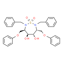 ChemSpider 2D Image | 2,7-DIBENZYL-1,1-DIOXO-3,6-BIS-PHENOXYMETHYL-[1,2,7]THIADIAZEPANE-4,5-DIOL | C32H34N2O6S