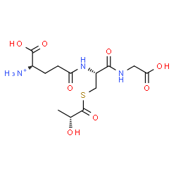 ChemSpider 2D Image | N-[(4S)-4-Ammonio-4-carboxybutanoyl]-S-[(2R)-2-hydroxypropanoyl]-L-cysteinylglycine | C13H22N3O8S