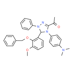 ChemSpider 2D Image | 1-{5-[2-(Benzyloxy)-3-methoxyphenyl]-4-[4-(dimethylamino)phenyl]-1-phenyl-4,5-dihydro-1H-1,2,4-triazol-3-yl}ethanone | C32H32N4O3