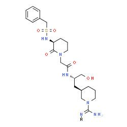 ChemSpider 2D Image | 2-{(3S)-3-[(Benzylsulfonyl)amino]-2-oxo-1-piperidinyl}-N-{(2S)-1-[(3R)-1-carbamimidoyl-3-piperidinyl]-3-hydroxy-2-propanyl}acetamide | C23H36N6O5S