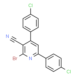 ChemSpider 2D Image | 2-Bromo-4,6-bis(4-chlorophenyl)nicotinonitrile | C18H9BrCl2N2