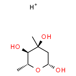 ChemSpider 2D Image | beta-D-ribo-Hexopyranose, 2,6-dideoxy-3-C-methyl-, hydrogen salt | C7H15O4