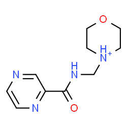 ChemSpider 2D Image | 4-{[(2-Pyrazinylcarbonyl)amino]methyl}morpholin-4-ium | C10H15N4O2