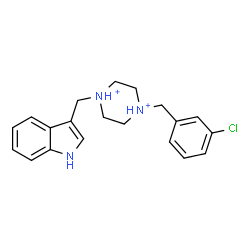 ChemSpider 2D Image | 1-(3-Chlorobenzyl)-4-(1H-indol-3-ylmethyl)piperazinediium | C20H24ClN3