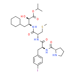 ChemSpider 2D Image | L-Prolyl-4-iodo-L-phenylalanyl-N-[(2S,3R)-1-cyclohexyl-3-hydroxy-4-isopropoxy-4-oxo-2-butanyl]-S-methyl-L-cysteinamide | C31H47IN4O6S