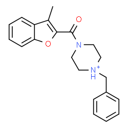 ChemSpider 2D Image | 1-Benzyl-4-[(3-methyl-1-benzofuran-2-yl)carbonyl]piperazin-1-ium | C21H23N2O2