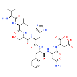 ChemSpider 2D Image | L-Valyl-L-valyl-L-seryl-L-histidyl-L-phenylalanyl-L-asparaginyl-L-aspartic acid | C36H52N10O12