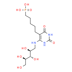 ChemSpider 2D Image | 5-(6-D-RIBITYLAMINO-2,4(1H,3H)PYRIMIDINEDIONE-5-YL) PENTYL-1-PHOSPHONIC ACID | C14H26N3O9P