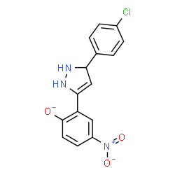 ChemSpider 2D Image | 2-[5-(4-Chlorophenyl)-2,5-dihydro-1H-pyrazol-3-yl]-4-nitrophenolate | C15H11ClN3O3