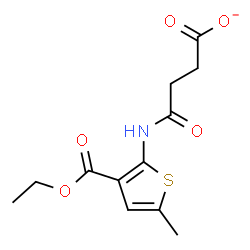 ChemSpider 2D Image | 4-{[3-(Ethoxycarbonyl)-5-methyl-2-thienyl]amino}-4-oxobutanoate | C12H14NO5S