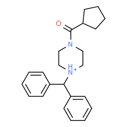 ChemSpider 2D Image | 4-(Cyclopentylcarbonyl)-1-(diphenylmethyl)piperazin-1-ium | C23H29N2O