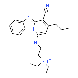 ChemSpider 2D Image | 2-[(4-Cyano-3-propylpyrido[1,2-a]benzimidazol-1-yl)amino]-N,N-diethylethanaminium | C21H28N5