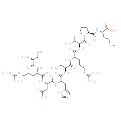 ChemSpider 2D Image | L-Seryl-N~5~-(diaminomethylene)-L-ornithyl-L-alpha-aspartyl-L-histidyl-L-seryl-N~5~-(diaminomethylene)-L-ornithyl-L-threonyl-L-prolyl-L-methionine | C42H71N17O15S