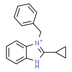 ChemSpider 2D Image | 3-Benzyl-2-cyclopropyl-1H-3,1-benzimidazol-3-ium | C17H17N2