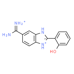 ChemSpider 2D Image | 6-[Amino(iminio)methyl]-2-(2-hydroxyphenyl)-1H-3,1-benzimidazol-3-ium | C14H14N4O