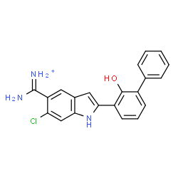 ChemSpider 2D Image | [6-Chloro-2-(2-hydroxy-3-biphenylyl)-1H-indol-5-yl](imino)methanaminium | C21H17ClN3O