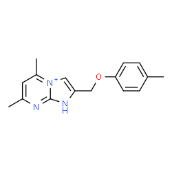ChemSpider 2D Image | 5,7-Dimethyl-2-[(4-methylphenoxy)methyl]-1H-imidazo[1,2-a]pyrimidin-4-ium | C16H18N3O