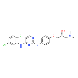 ChemSpider 2D Image | (2S)-1-[4-({4-[(2,5-Dichlorophenyl)amino]-2-pyrimidinyl}amino)phenoxy]-3-(dimethylamino)-2-propanol | C21H23Cl2N5O2